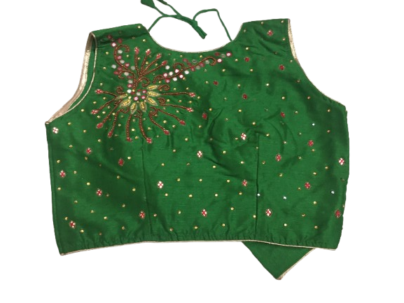 Raw Silk Green Designer Blouse 85